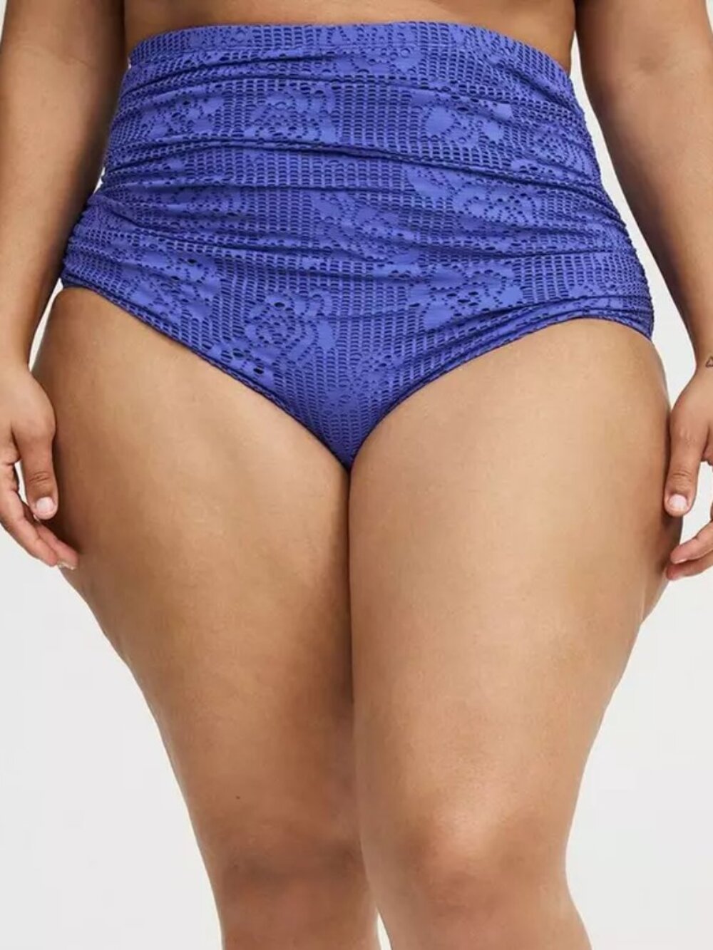 ❤️NWT TORRID CROCHET RUCHED SWIM BOTTOM BRIEF, TUMMY CONTROL HIGH RISE PLUS SIZE